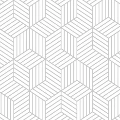 RoomMates Selbstklebende Tapete Striped Hexagon - weiß/grau