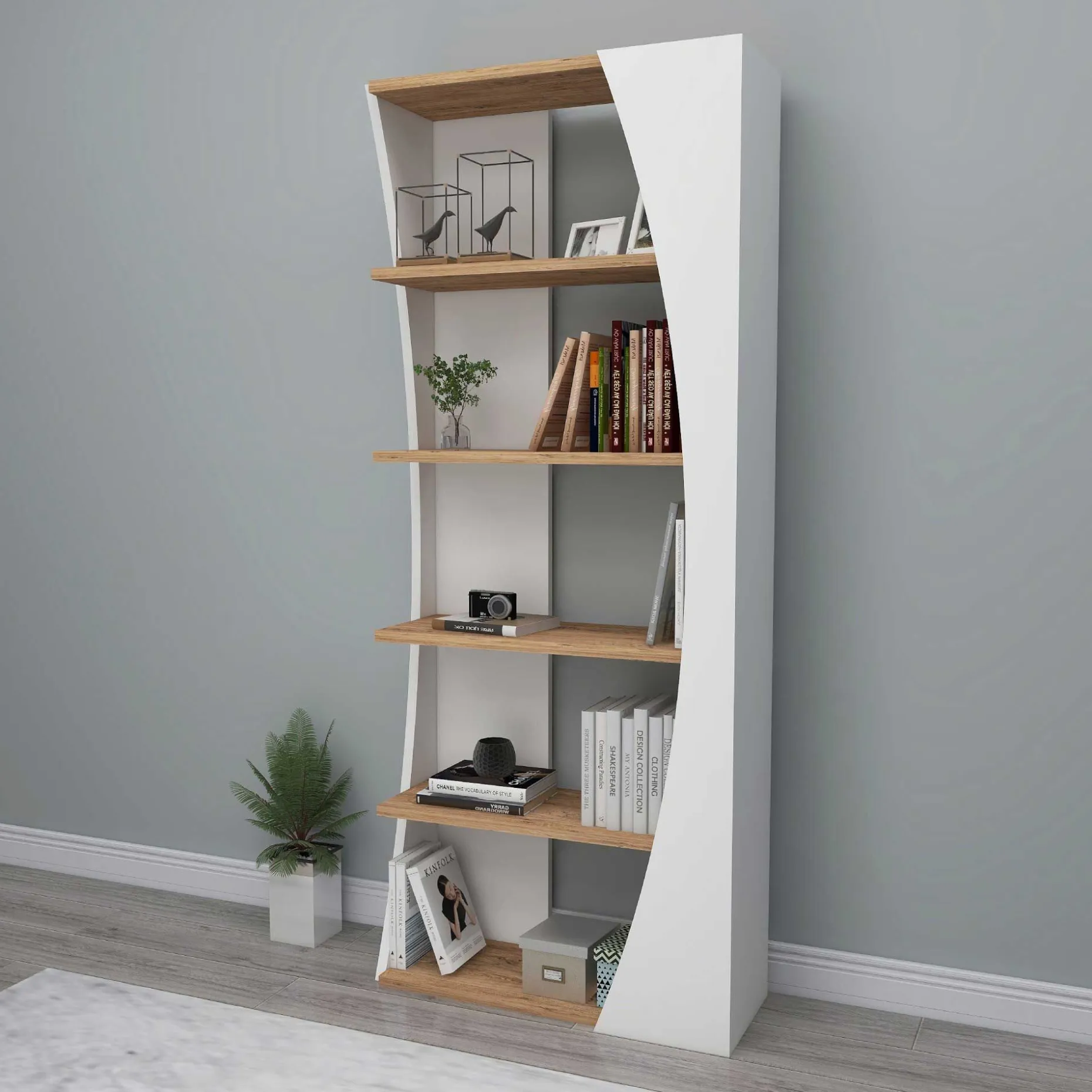 Selge Bücherregal | 100 % MELAMIN | Atlantische Kiefer, Weiß