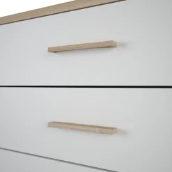 Seliena Kommode mit 4 Schubladen - Eiche gebürstet/Mattweiß