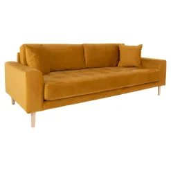 House Nordic Senfes 3-Sitzer-Sofa aus Samt mit Kissen