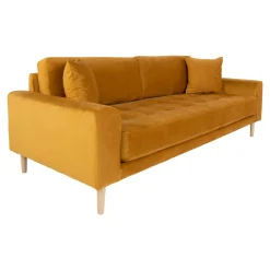 House Nordic Senfes 3-Sitzer-Sofa aus Samt mit Kissen