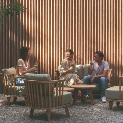 Gescova Sessel Fez Outdoor - Teakholz mit grünem Sunbrella-Kissen - 81x75x75 cm