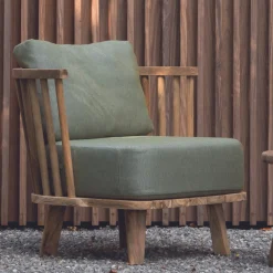 Gescova Sessel Fez Outdoor - Teakholz mit grünem Sunbrella-Kissen - 81x75x75 cm