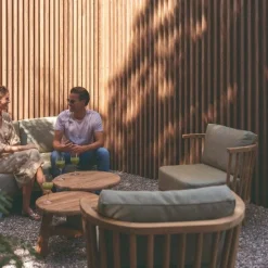 Gescova Sessel Fez Outdoor - Teakholz mit grünem Sunbrella-Kissen - 81x75x75 cm