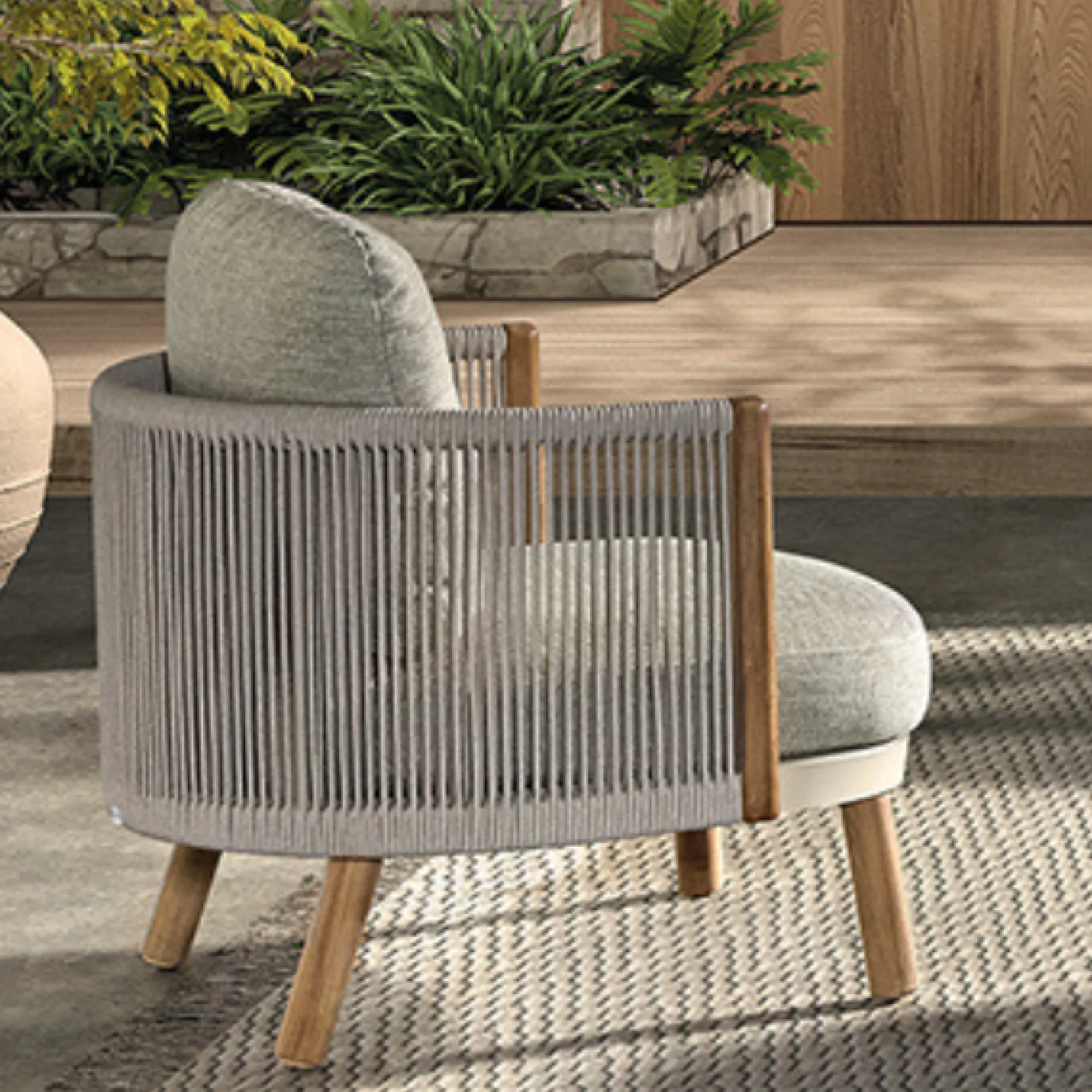 Gescova Sessel für den Außenbereich Mendoza - - 83x80x90 cm - beige/Teak