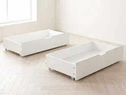Set aus 2 Aufbewahrungsschubladen - 95x51x20cm - massivem Kiefernholz - weiß