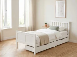 Set aus 2 Aufbewahrungsschubladen - 95x51x20cm - massivem Kiefernholz - weiß