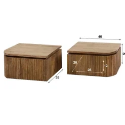 Set aus 2 Nachttischen Welle Mangoholz
