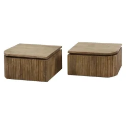 Set aus 2 Nachttischen Welle Mangoholz