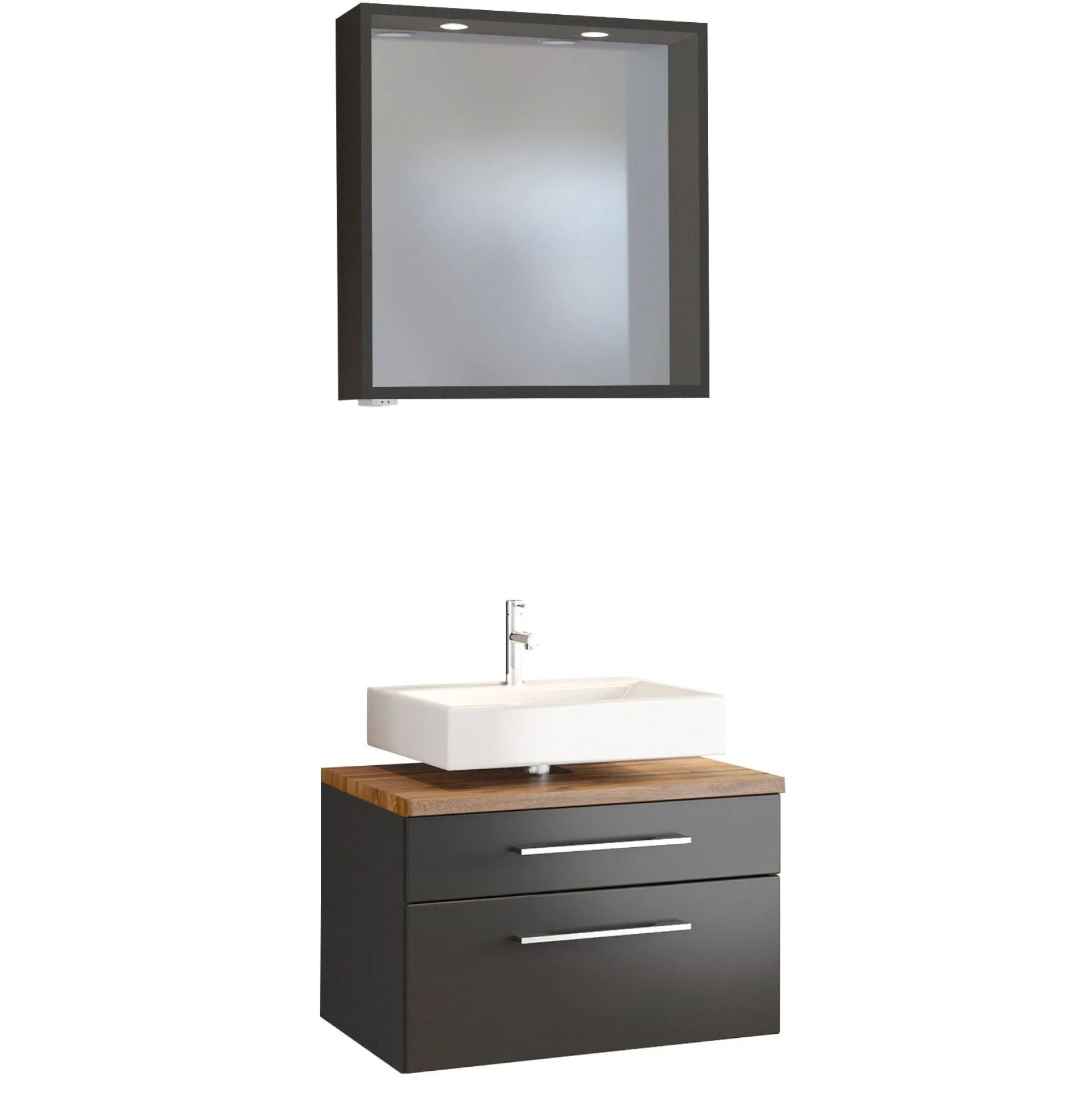 Held Set aus Waschtischunterschrank und Spiegel Dasa 60cm - graphit/matt