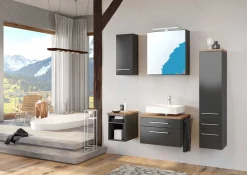 Held Set aus Waschtischunterschrank und Spiegelschrank Dasa 60cm - graphit/matt