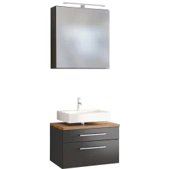 Held Set aus Waschtischunterschrank und Spiegelschrank Dasa 60cm - graphit/matt