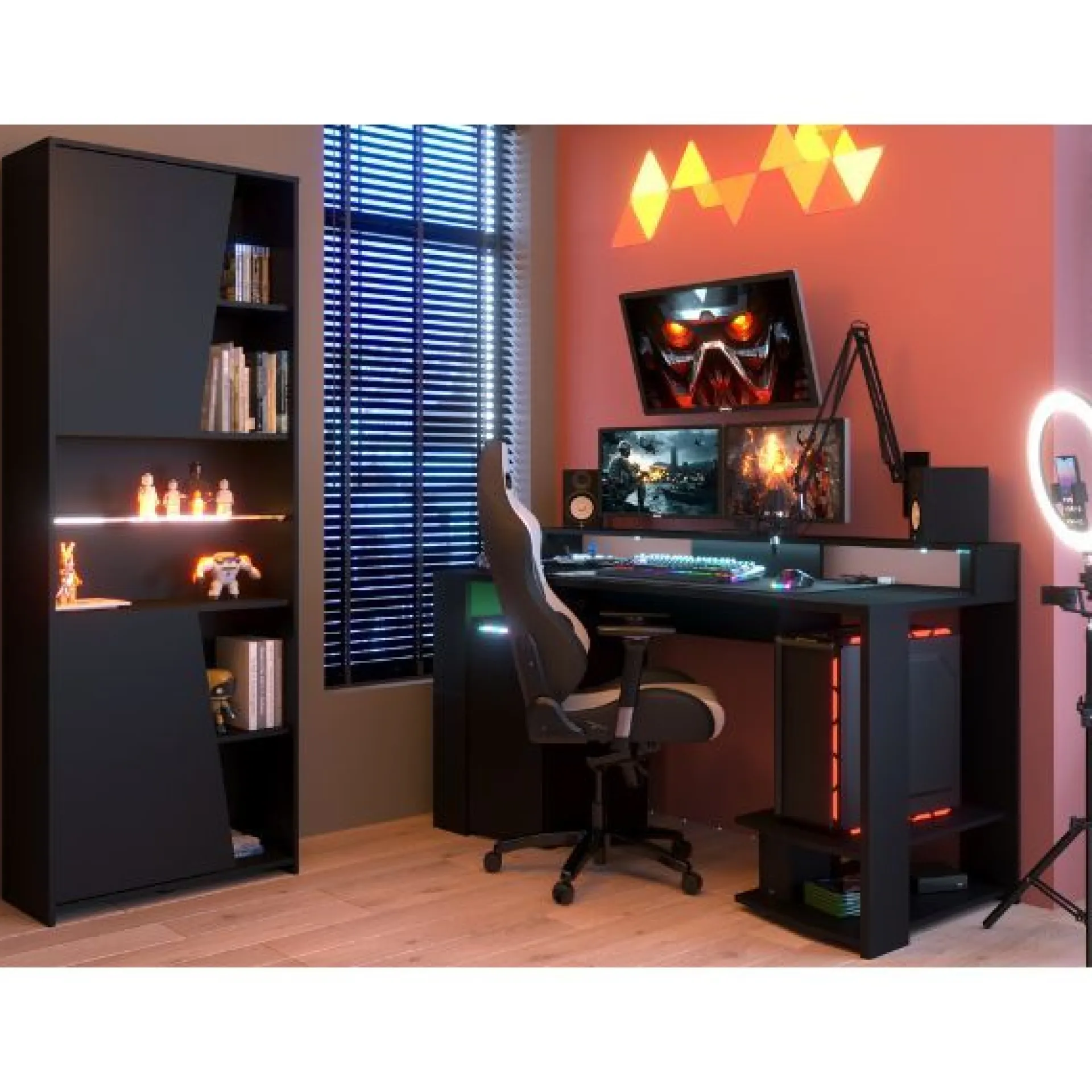 Kinder Parisot Set Gaming | Schreibtisch und Bücherregal