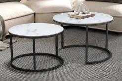 Rousseau Set mit 3 Beistelltischen Jenna - alte Eiche