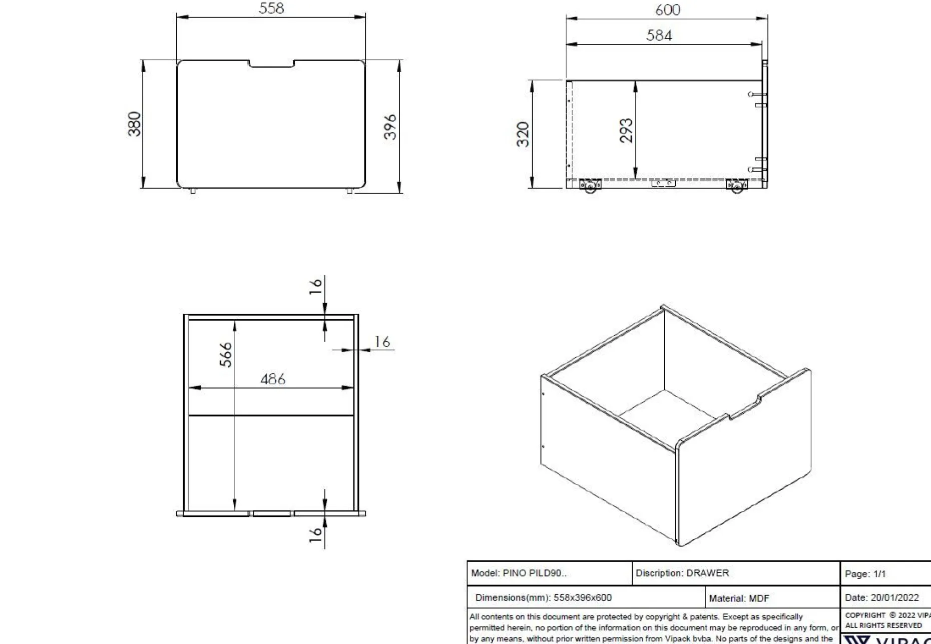 Set mit 2 Schubladen Pip - grau