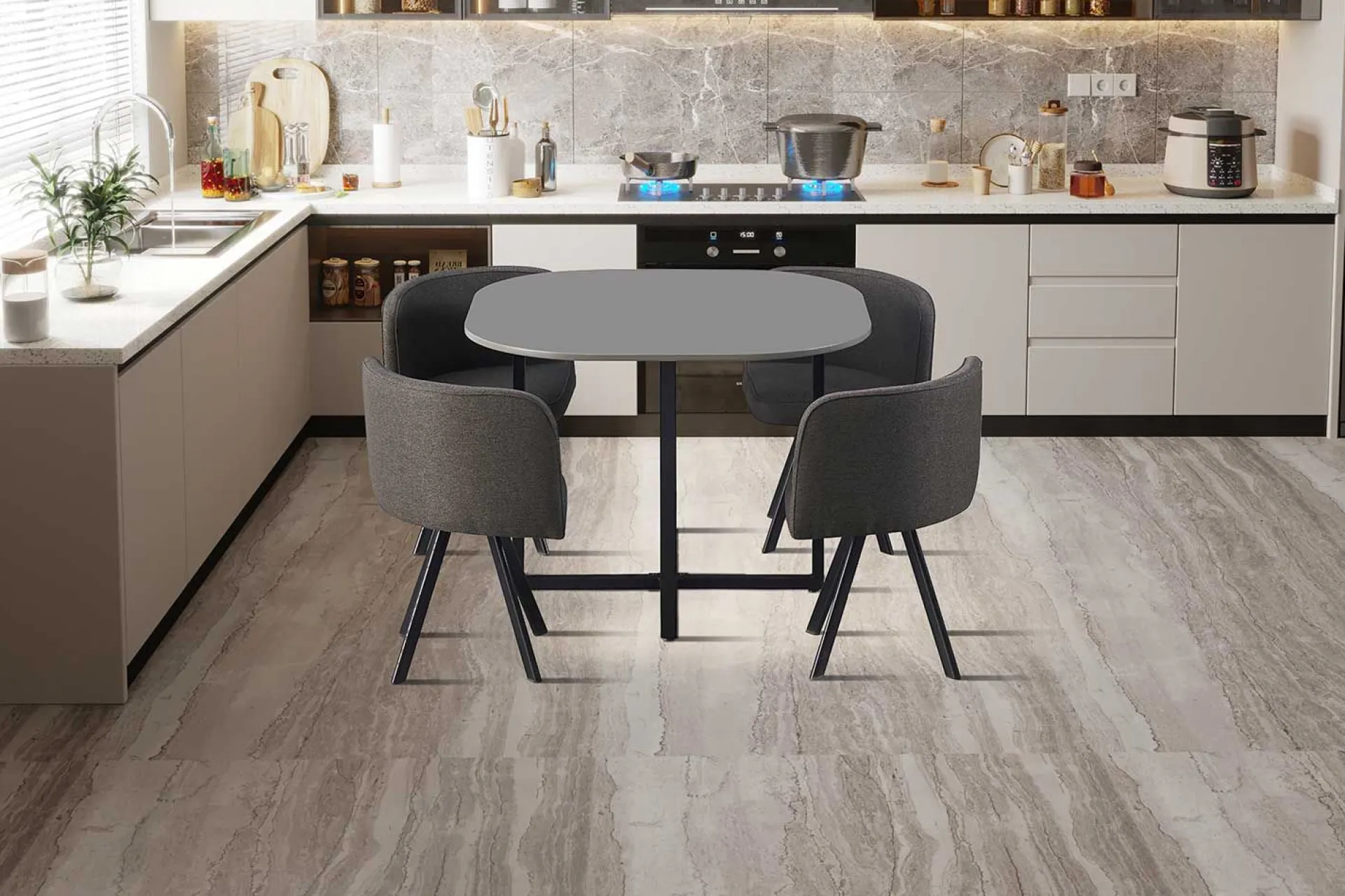 Rousseau Set Tisch und Stühle Eva | 100 x 100 x 75 cm |