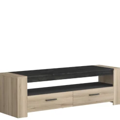 Shane TV-Schrank 2 Schubladen und 1 offenes Fach-Kronberg Eiche/Sidewalk schwarz
