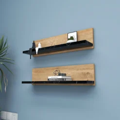 Shelf Wandregal | 100 % MELAMIN | Atlantische Kiefer, Schwarz