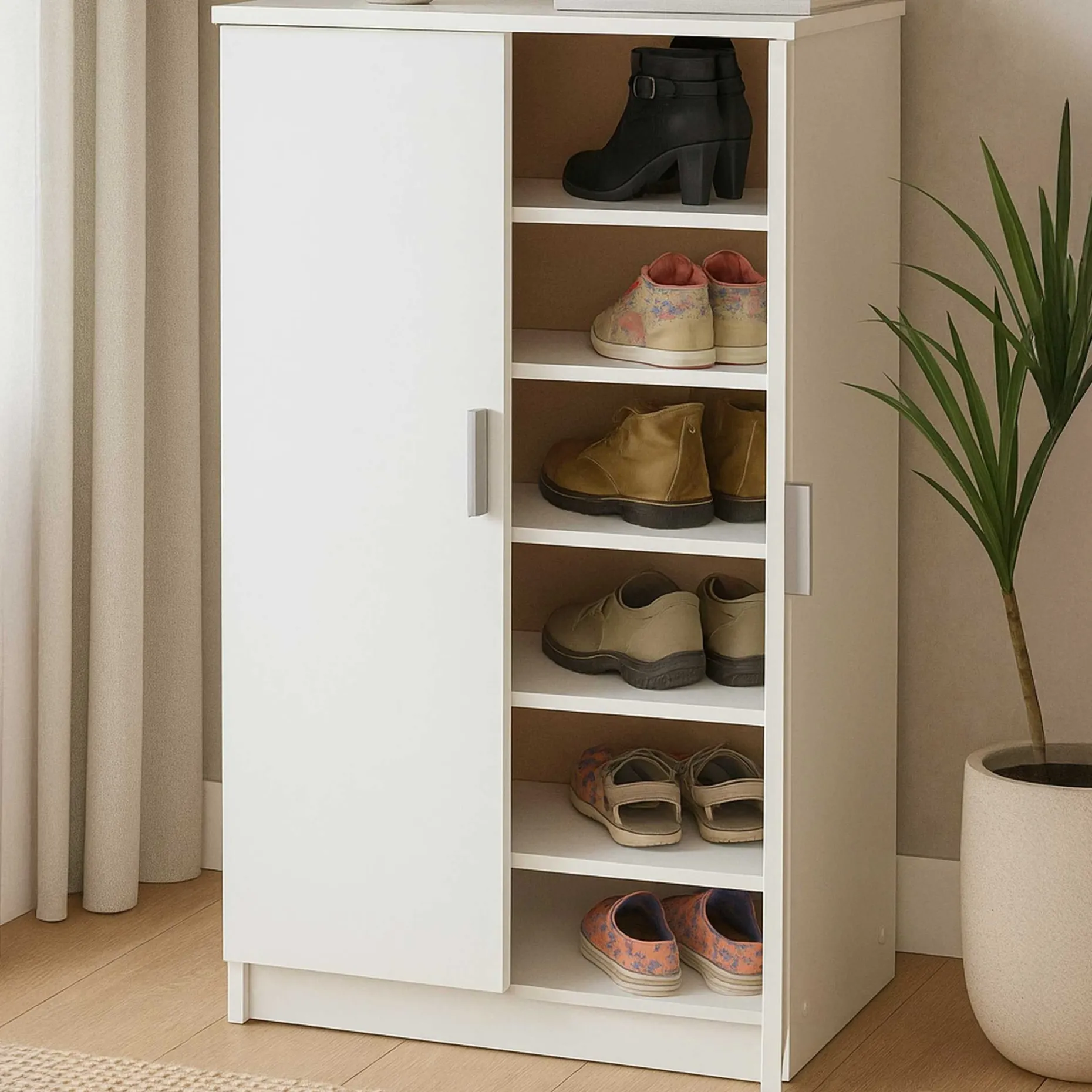 Shelly matt weißer Schuhschrank
