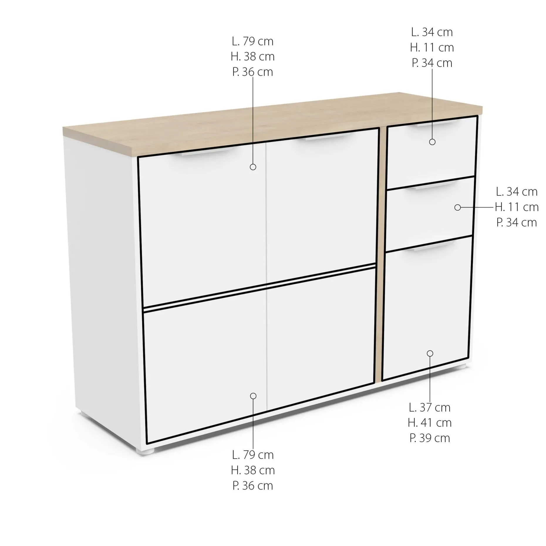 Sideboard Access | 121,5 x 39,6 x 85,6 cm | Weiß
