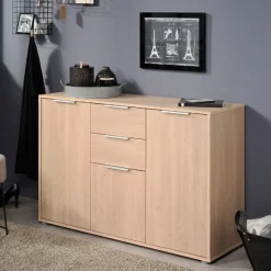 Sideboard Axel 120cm 3 Türen 2 Schubladen - Eiche