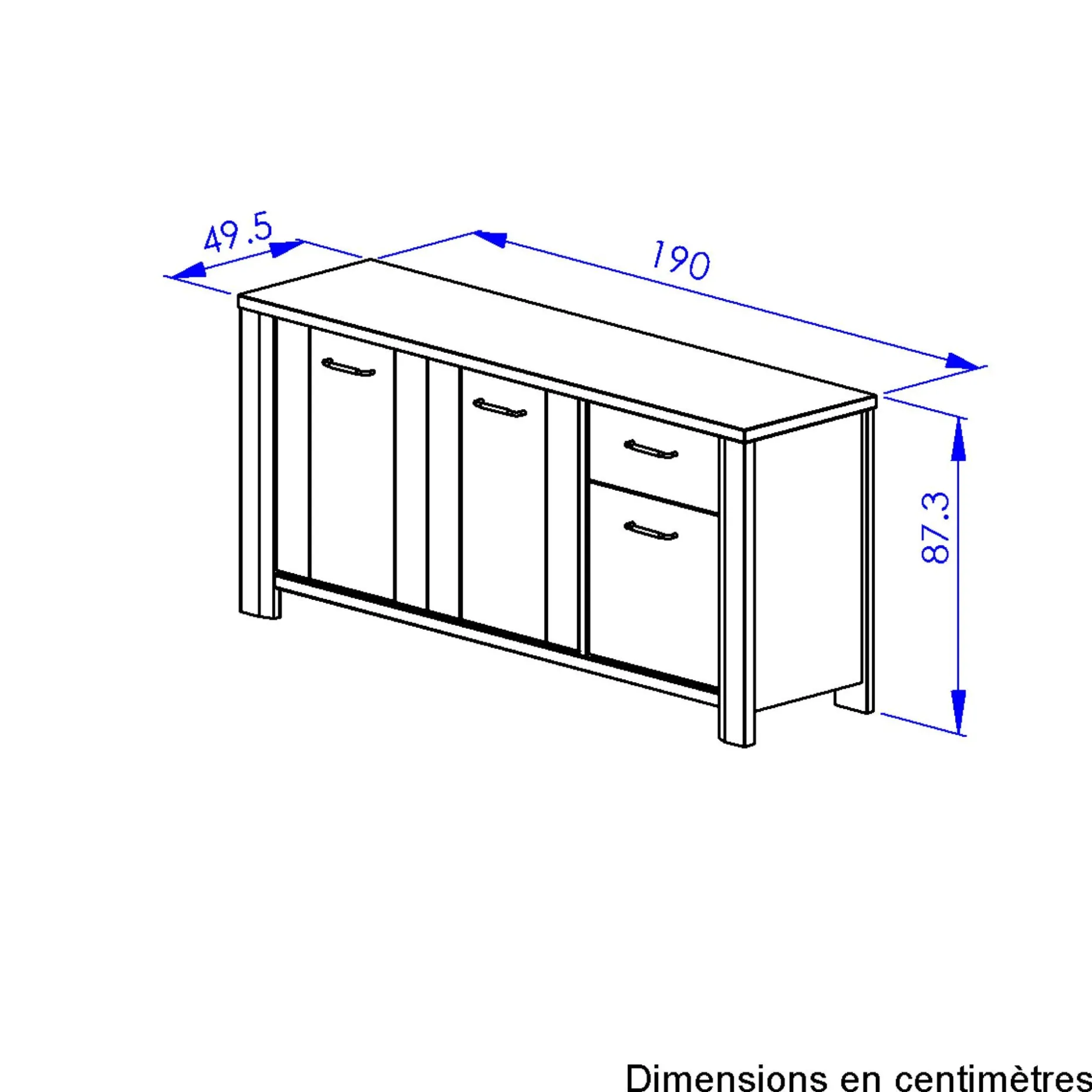 Sideboard Basalte | 190 x 50 x 88 cm | Viking Oak Design