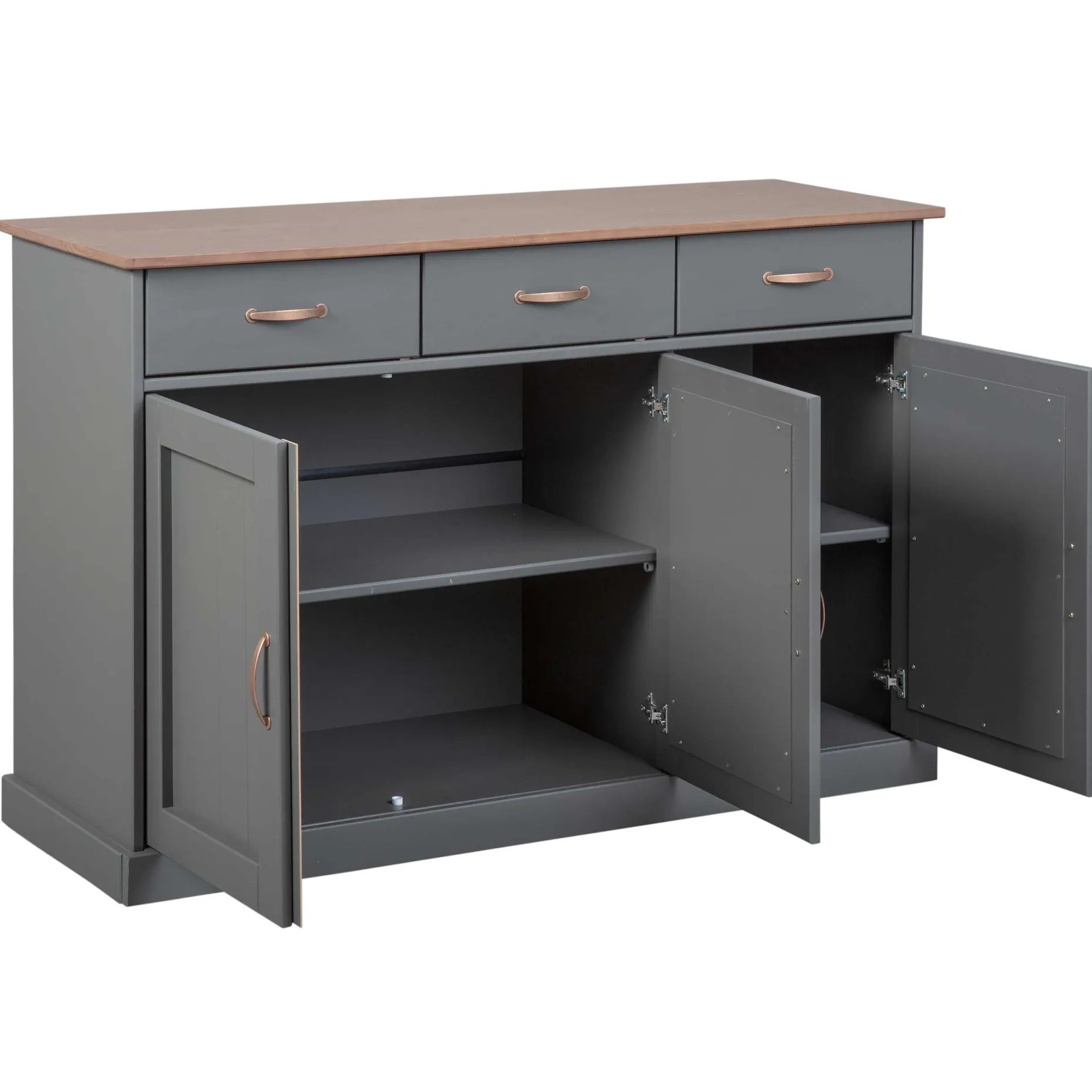 Sideboard Cerci 131cm mit 3 Türen und 3 Schubladen - grau