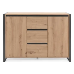 Sideboard Damon 120cm mit 2 Türen und 3 Schubladen - Eiche Dekor/anthrazit