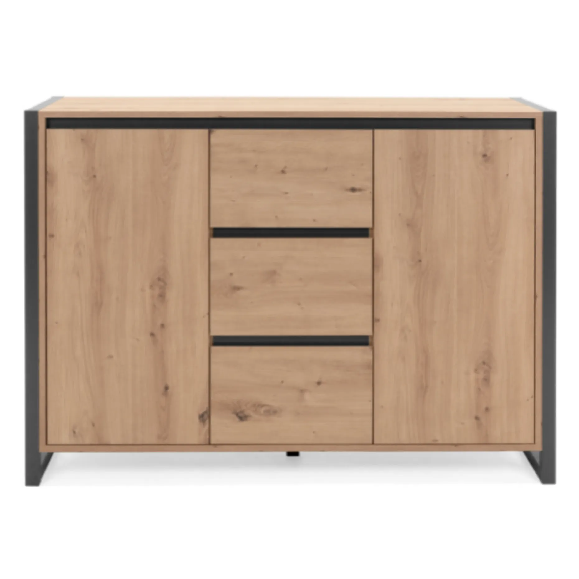 Sideboard Damon 120cm mit 2 Türen und 3 Schubladen - Eiche Dekor/anthrazit