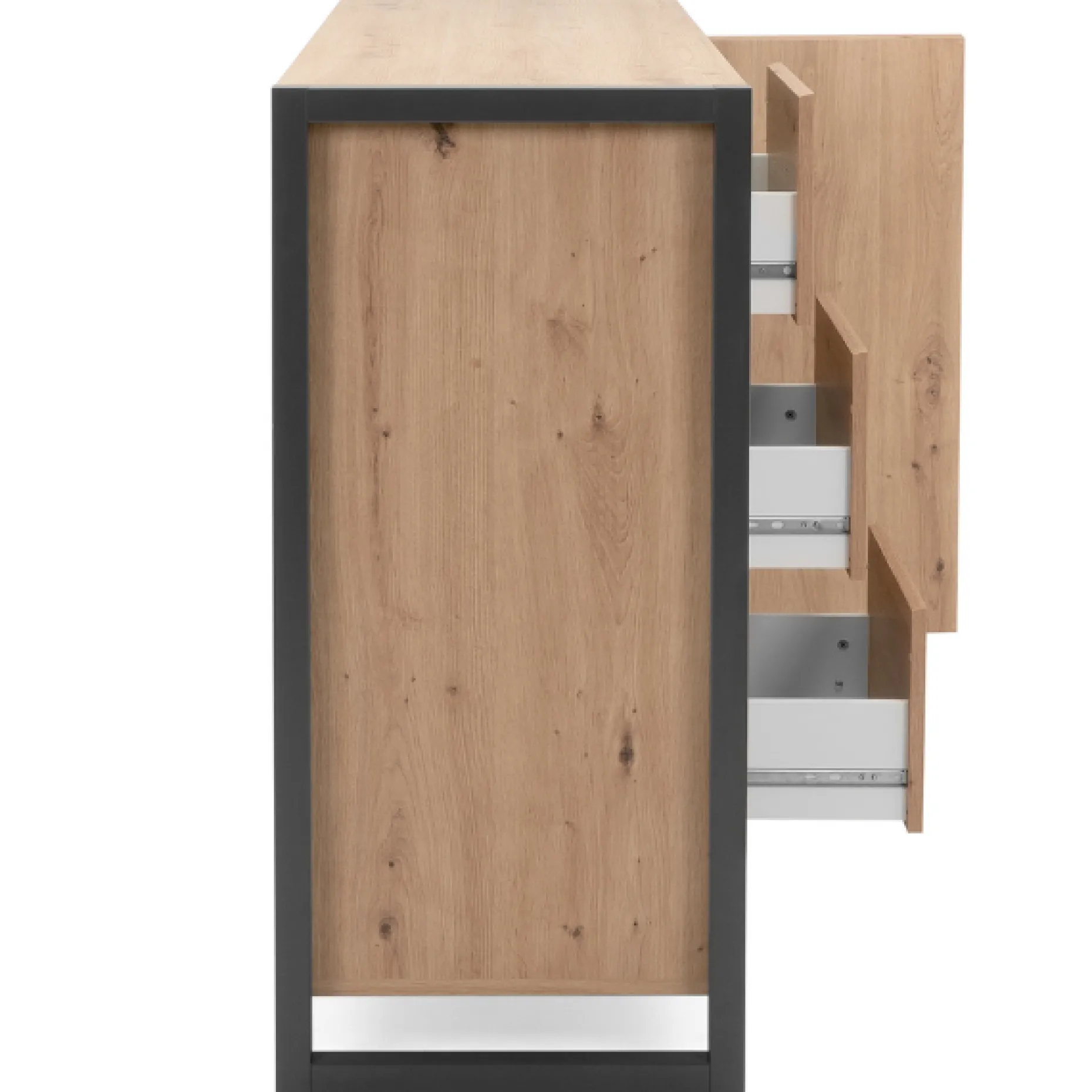 Sideboard Damon 120cm mit 2 Türen und 3 Schubladen - Eiche Dekor/anthrazit