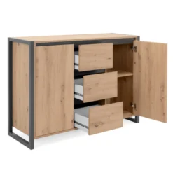 Sideboard Damon 120cm mit 2 Türen und 3 Schubladen - Eiche Dekor/anthrazit