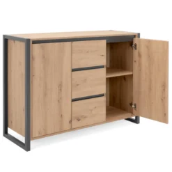 Sideboard Damon 120cm mit 2 Türen und 3 Schubladen - Eiche Dekor/anthrazit