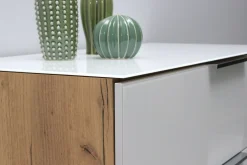 Sideboard Dudek 134cm mit 4 Schubladen und 1 Tür - weiß/Eiche