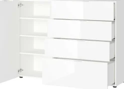 Sideboard Dudek 134cm mit 4 Schubladen und 1 Tür - weiß