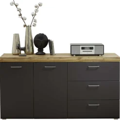 Sideboard Enso 2 Türen und 3 Schubladen - Anthrazit/Eiche