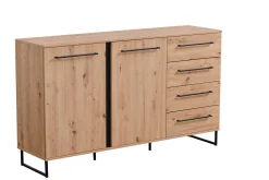 Sideboard Hoggas 159cm 4 Türen und 2 Einlegeböden - Eiche