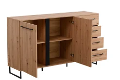 Sideboard Hoggas 159cm 4 Türen und 2 Einlegeböden - Eiche