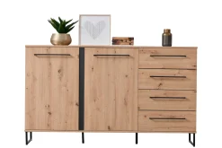 Sideboard Hoggas 159cm 4 Türen und 2 Einlegeböden - Eiche