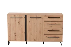 Sideboard Hoggas 159cm 4 Türen und 2 Einlegeböden - Eiche