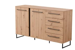 Sideboard Hoggas 159cm 4 Türen und 2 Einlegeböden - Eiche