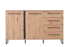 Sideboard Hoggas 159cm 4 Türen und 2 Einlegeböden - Eiche