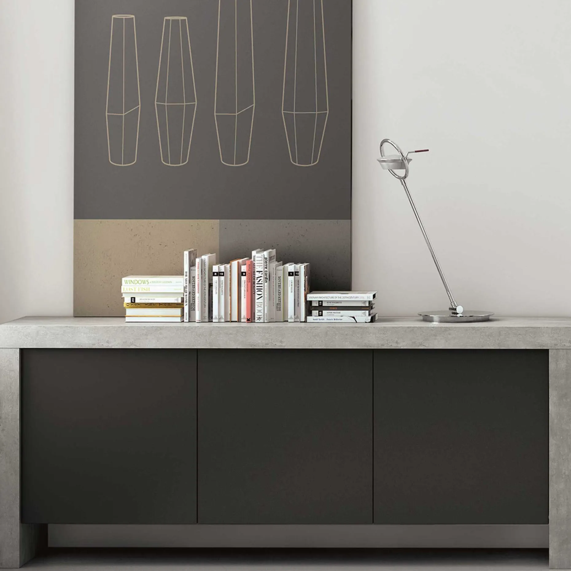 Sideboard Kobe 188cm - Beton/Schwarz