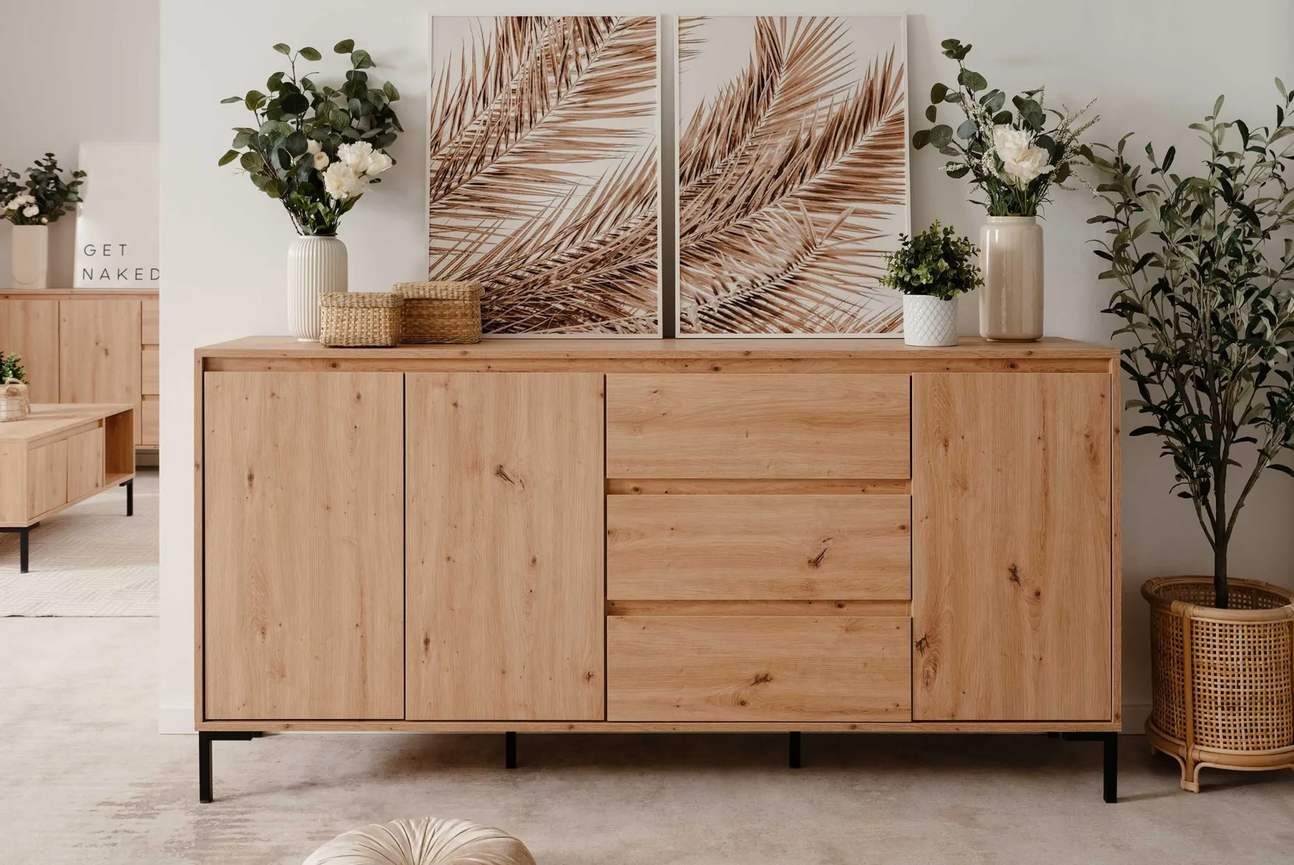 Sideboard Korina 178 cm-Kunsthandwerk Eiche