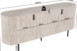 Sideboard Lagos - 200x45x80cm - 4 Türen - Travertin