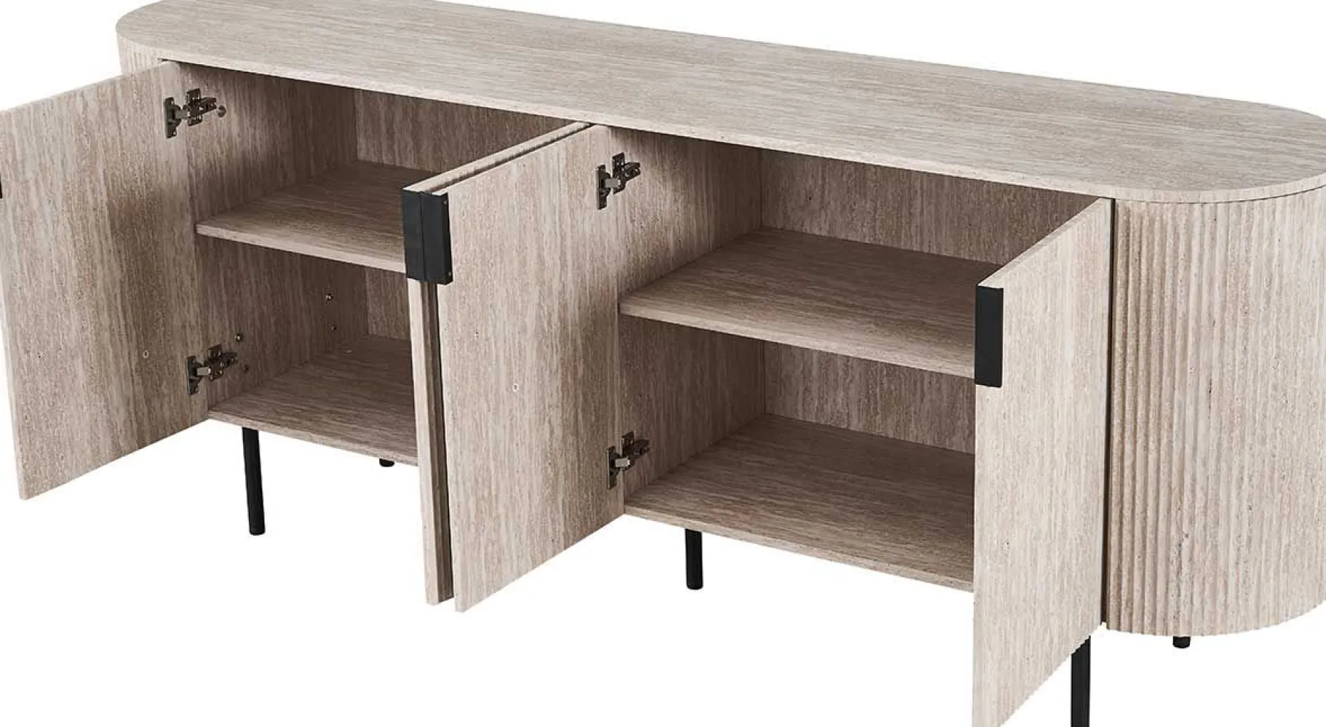Sideboard Lagos - 200x45x80cm - 4 Türen - Travertin