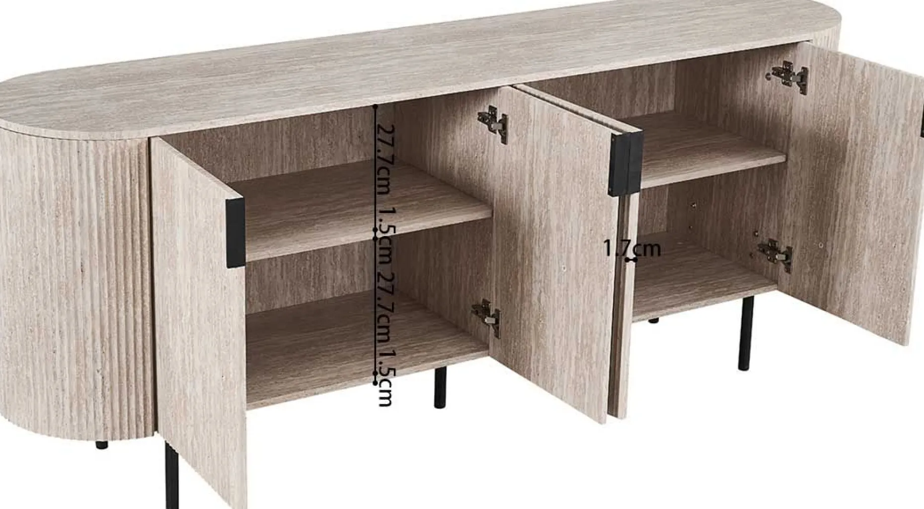 Sideboard Lagos - 200x45x80cm - 4 Türen - Travertin