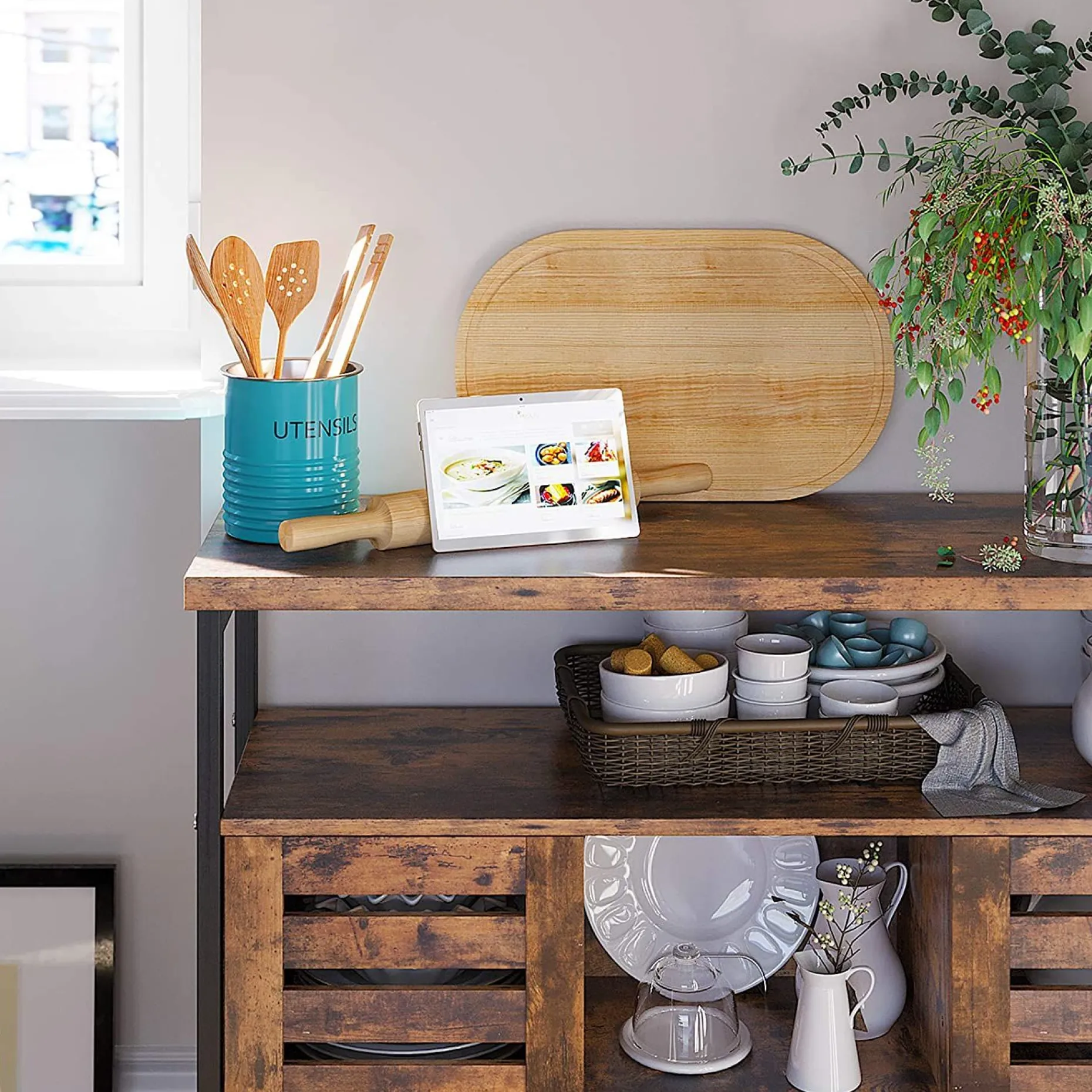 Sideboard Lance 100cm 2 Türen - rustikal braun/schwarz