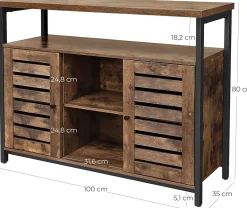 Sideboard Lance 100cm 2 Türen - rustikal braun/schwarz