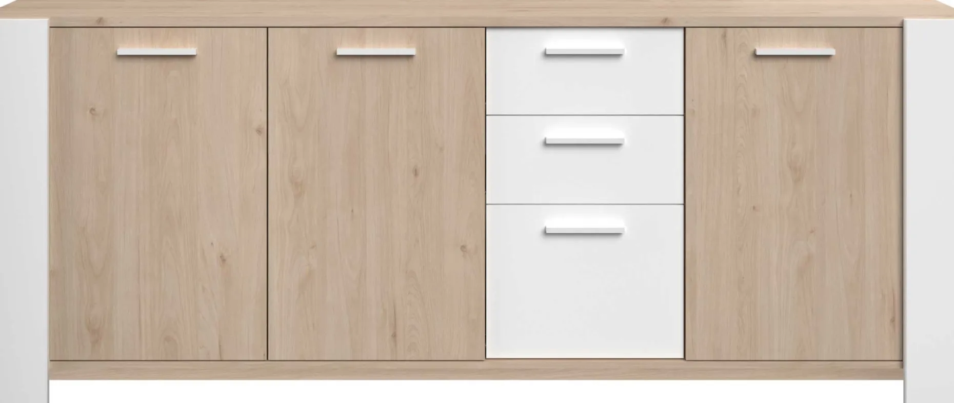 Sideboard London | 219,8 x 52 x 86,5 cm | Eiche/weiß