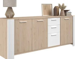 Sideboard London | 219,8 x 52 x 86,5 cm | Eiche/weiß